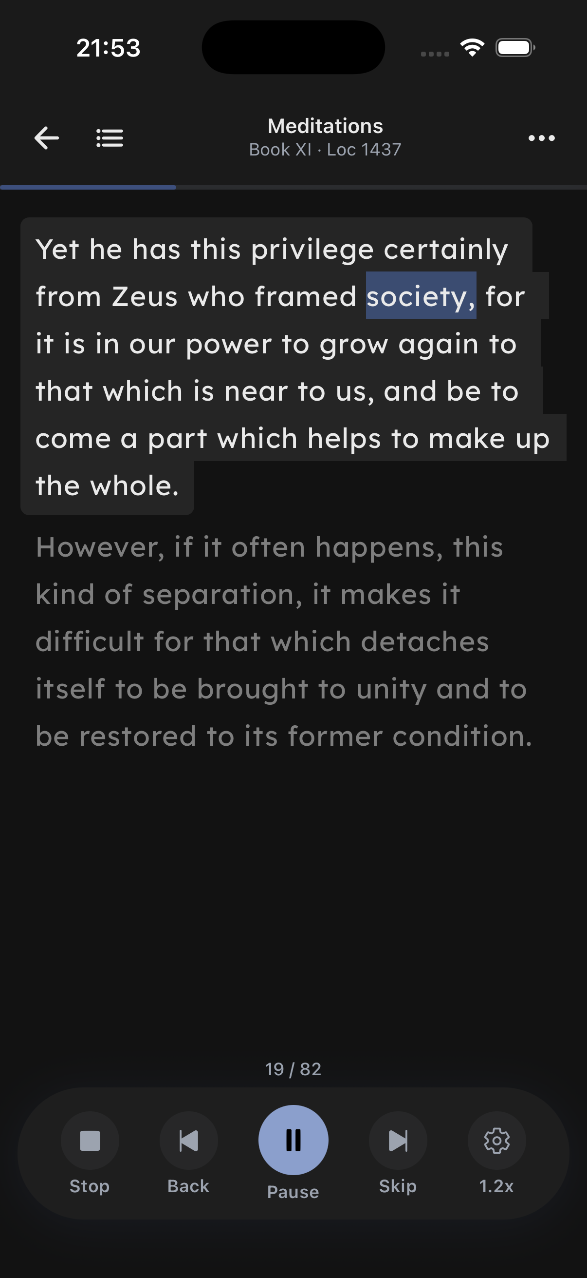 ClearRead text-to-speech with dark theme and audio controls